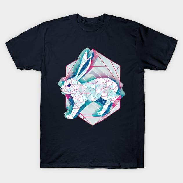 Geometric running rabbit T-Shirt by etherElric